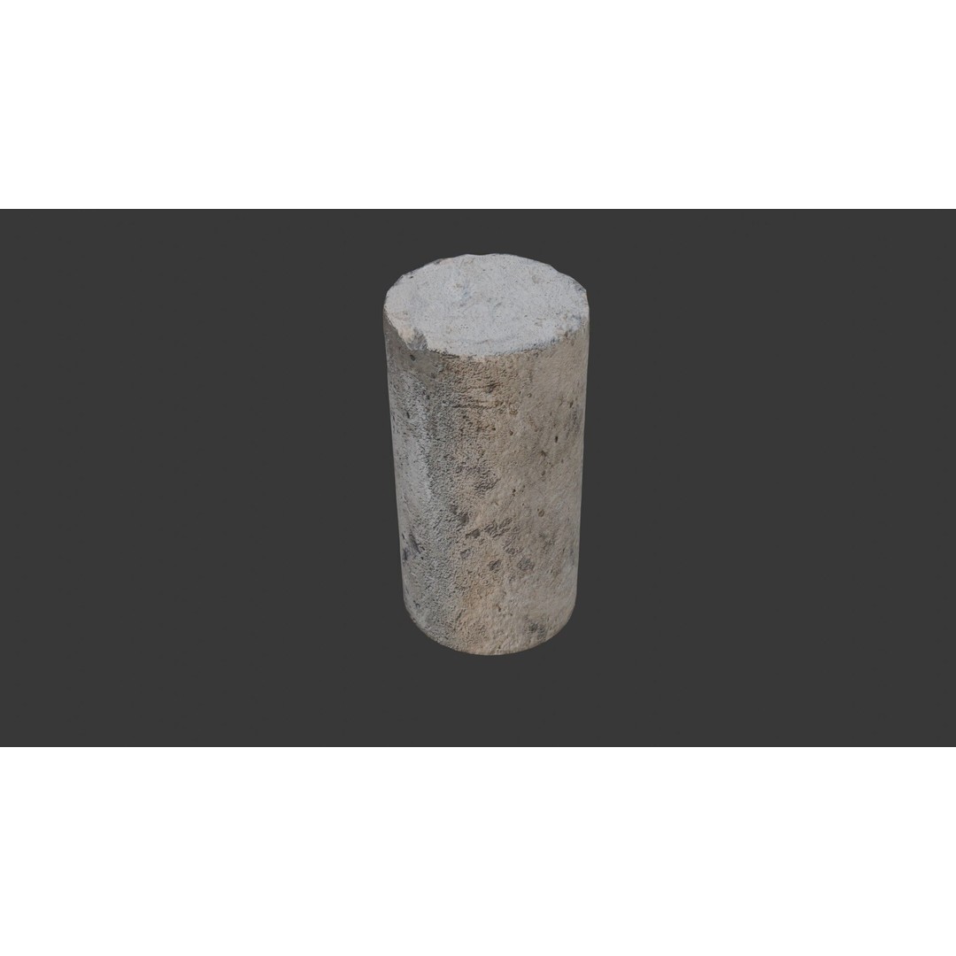 Cylindrical Concrete Core 3D Model – Low Poly Game Asset, FBX