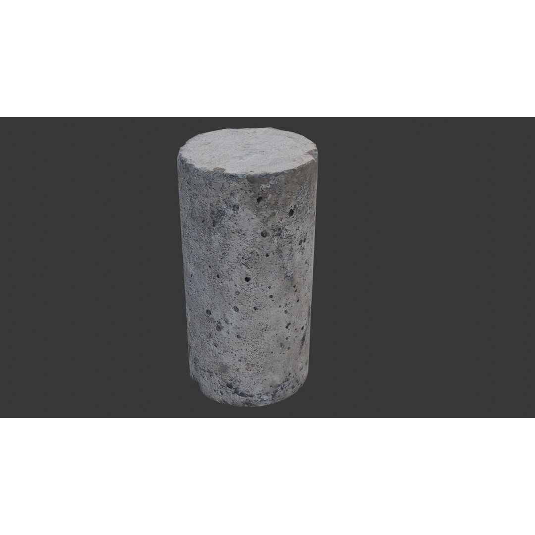 Cylindrical Concrete Core 3D Model – Low Poly Game Asset, FBX - View 3