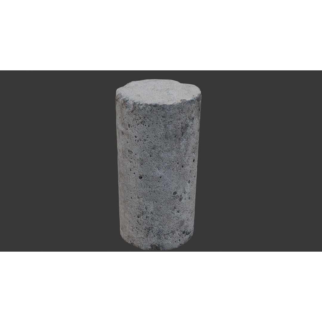 Cylindrical Concrete Core 3D Model – Low Poly Game Asset, FBX - View 6