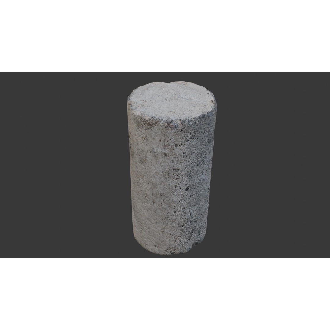 Cylindrical Concrete Core 3D Model – Low Poly Game Asset, FBX - View 7