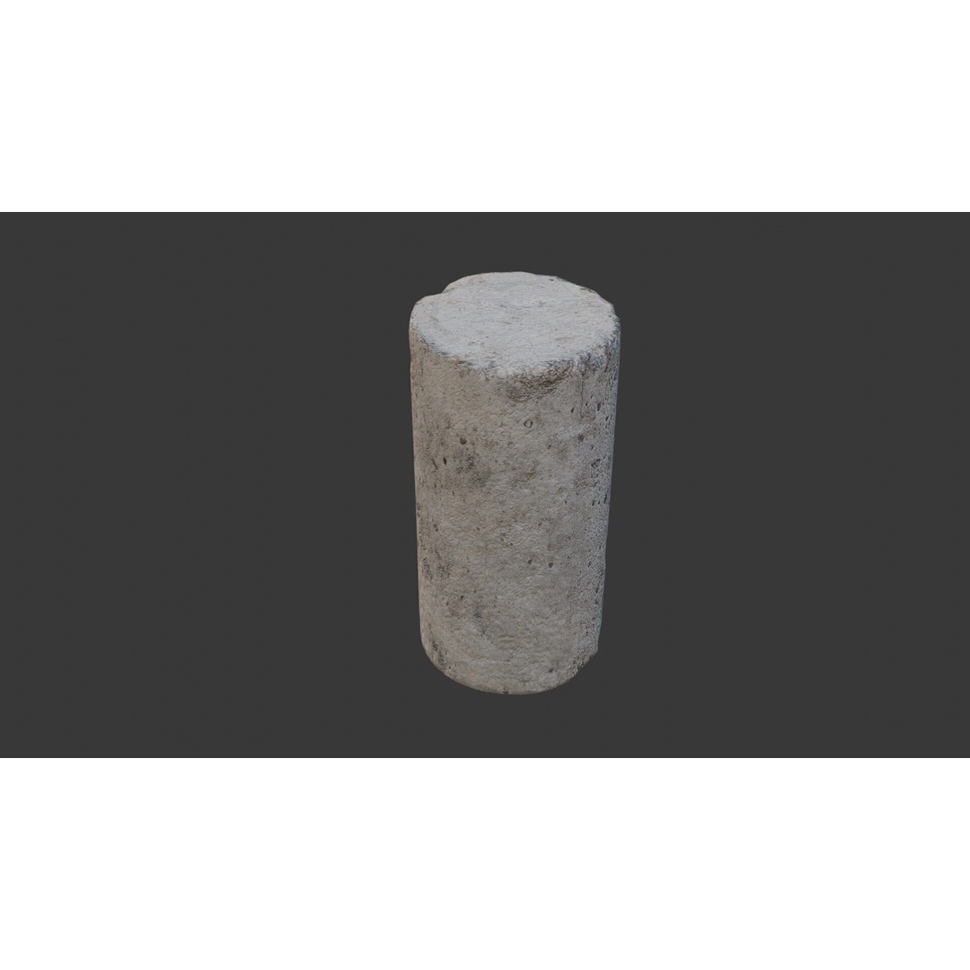 Cylindrical Concrete Core 3D Model – Low Poly Game Asset, FBX - View 8