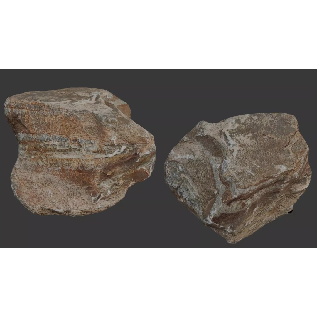 Layered Sedimentary Rock 3D Model – Low Poly Natural Terrain Asset, PBR Textures - View 2