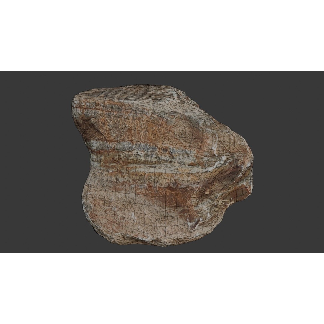 Layered Sedimentary Rock 3D Model – Low Poly Natural Terrain Asset, PBR Textures - View 4