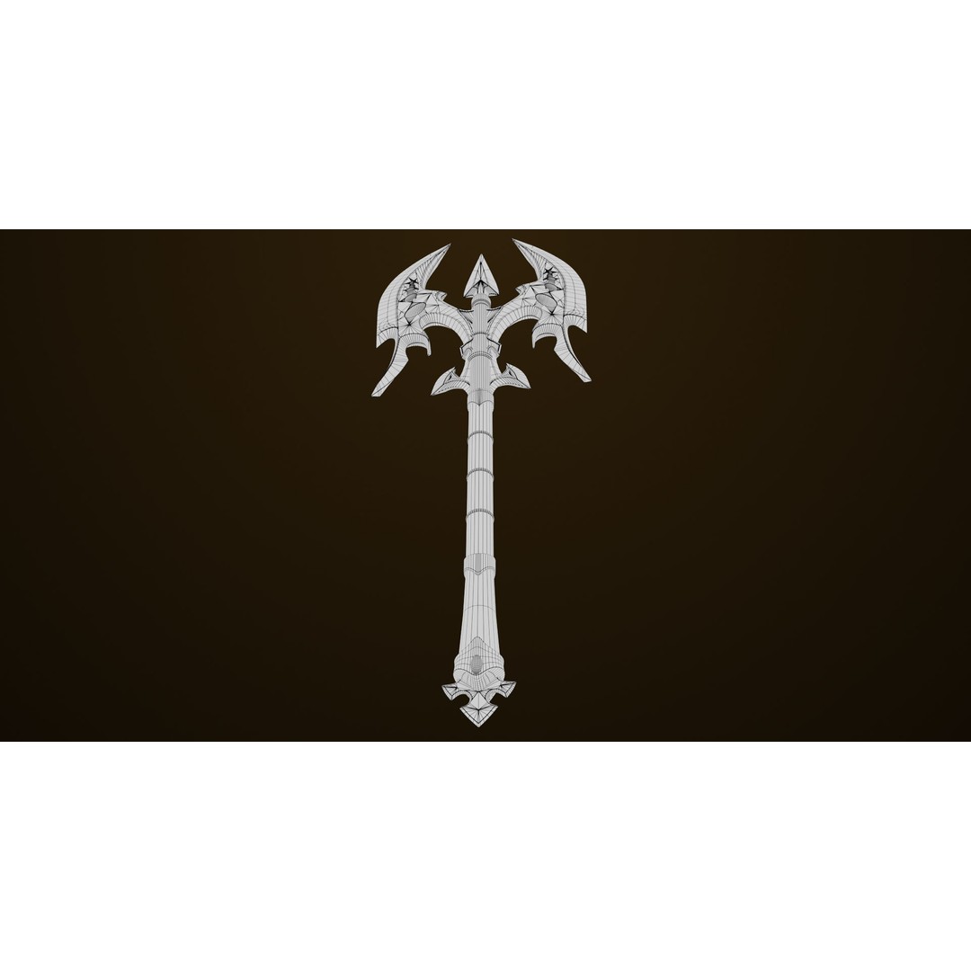 Golden Battle Axe 3D Model – Low Poly PBR Game Asset, FBX, Unity, UE - View 23