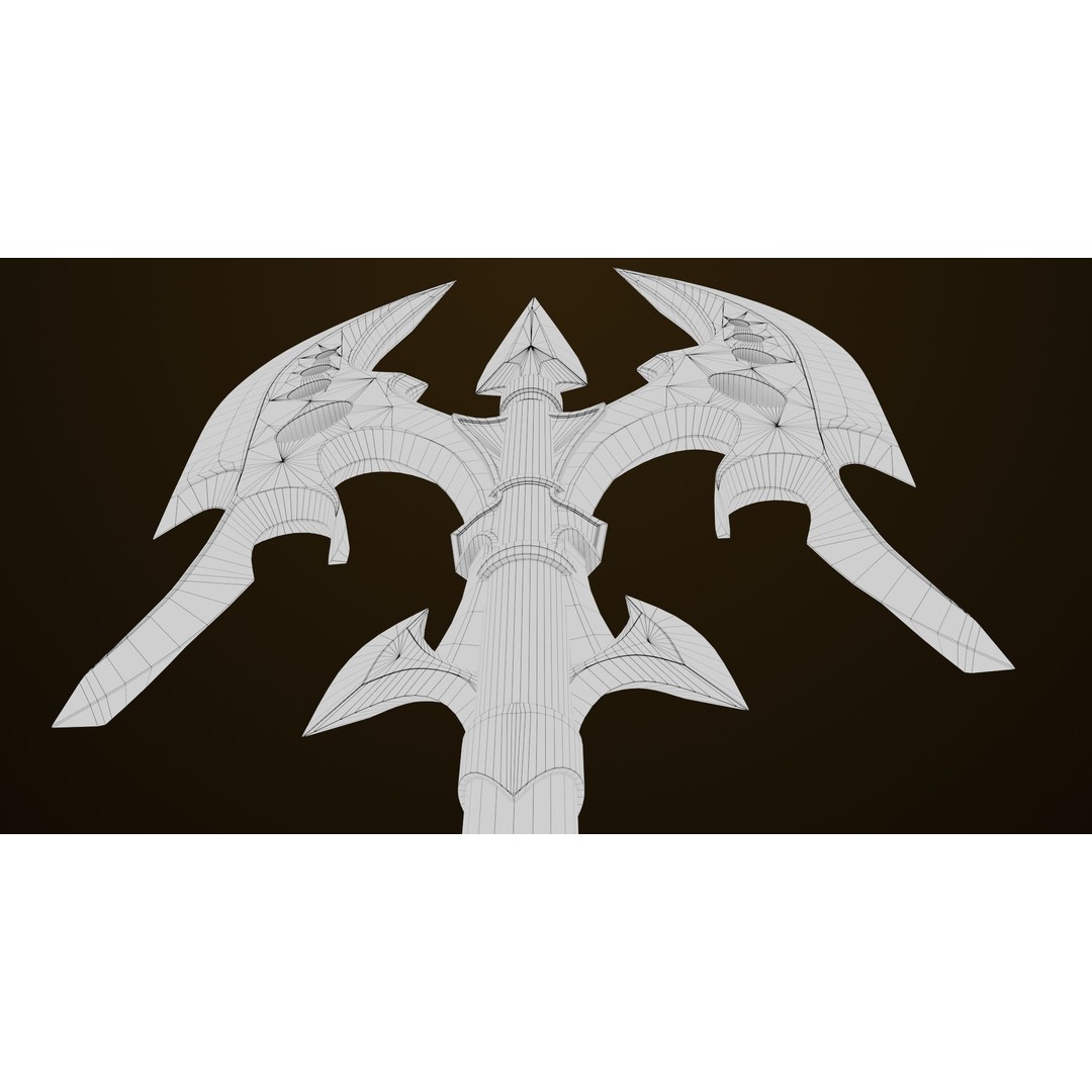 Golden Battle Axe 3D Model – Low Poly PBR Game Asset, FBX, Unity, UE - View 25
