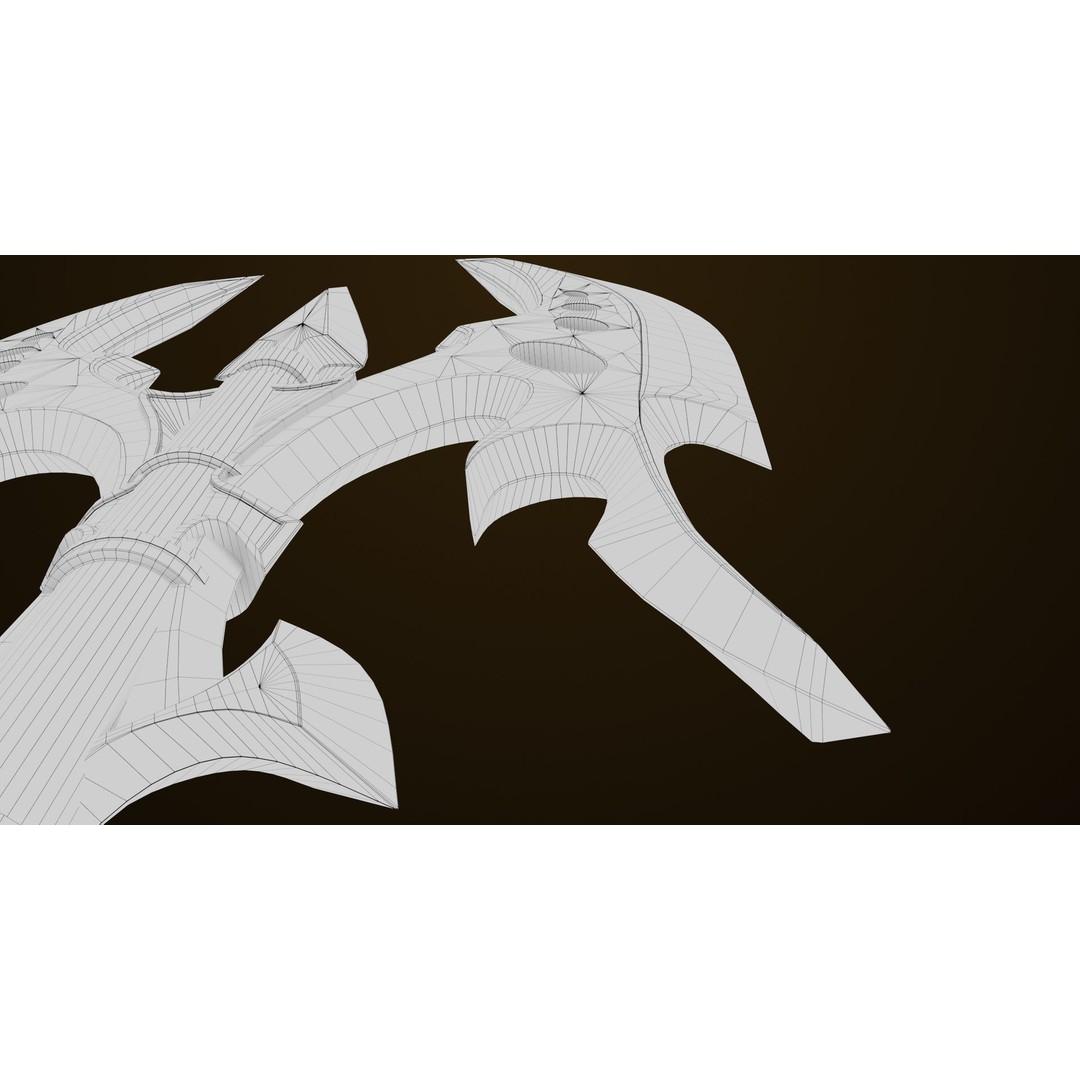 Golden Battle Axe 3D Model – Low Poly PBR Game Asset, FBX, Unity, UE - View 26