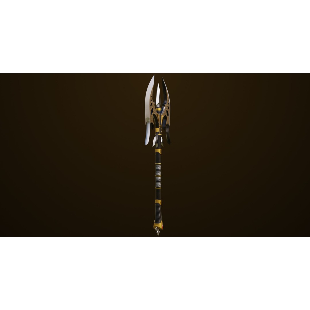 Golden Battle Axe 3D Model – Low Poly PBR Game Asset, FBX, Unity, UE - View 5