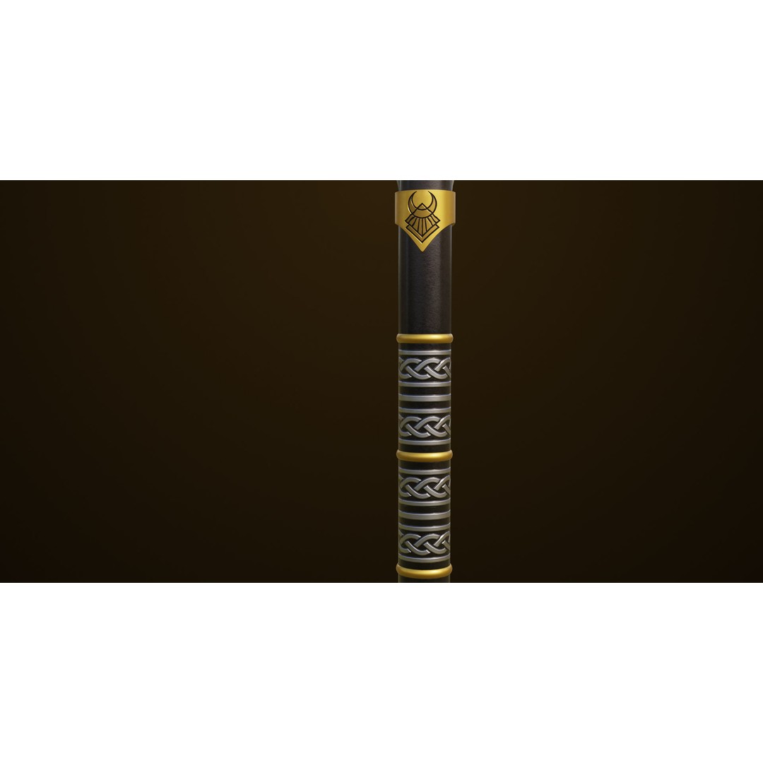 Golden Battle Axe 3D Model – Low Poly PBR Game Asset, FBX, Unity, UE - View 9