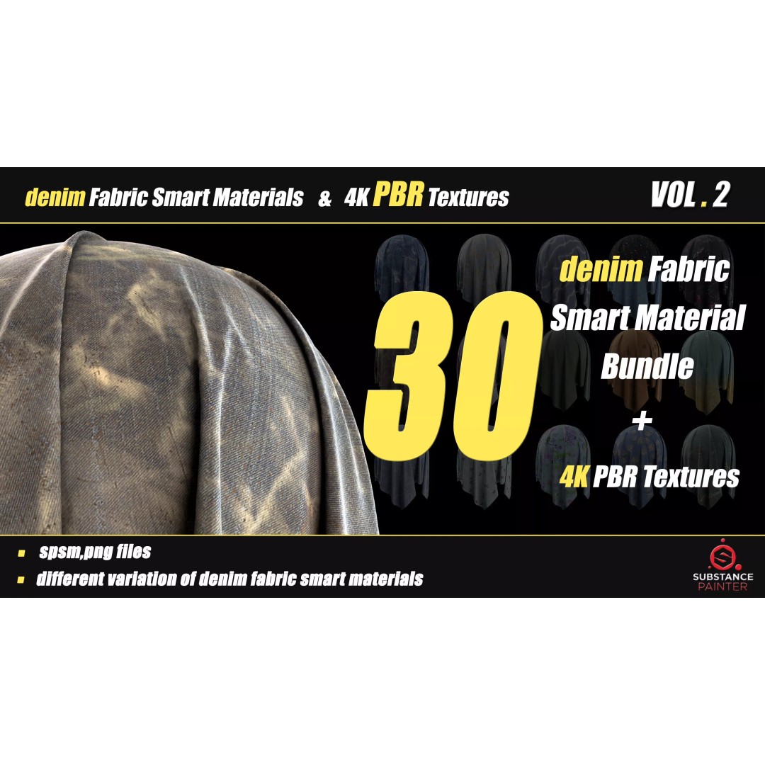 Denim Fabric Smart Material Bundle – 30 High-Quality PBR Textures - View 2