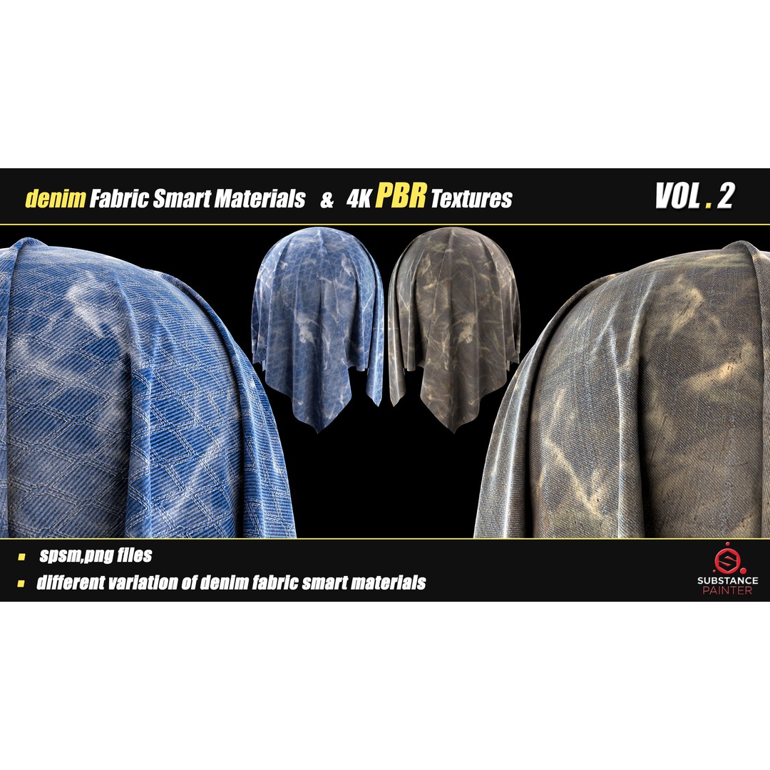 Denim Fabric Smart Material Bundle – 30 High-Quality PBR Textures - View 3