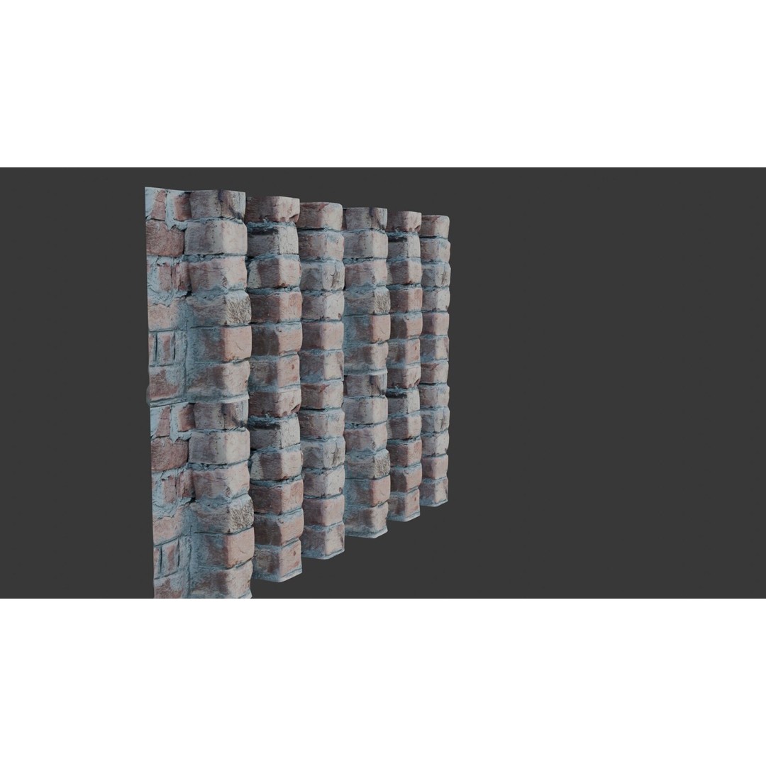 Brick Wall Column 3D Model – Low Poly Scanned Asset, PBR Textures