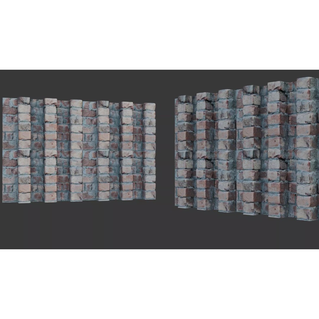 Brick Wall Column 3D Model – Low Poly Scanned Asset, PBR Textures - View 2