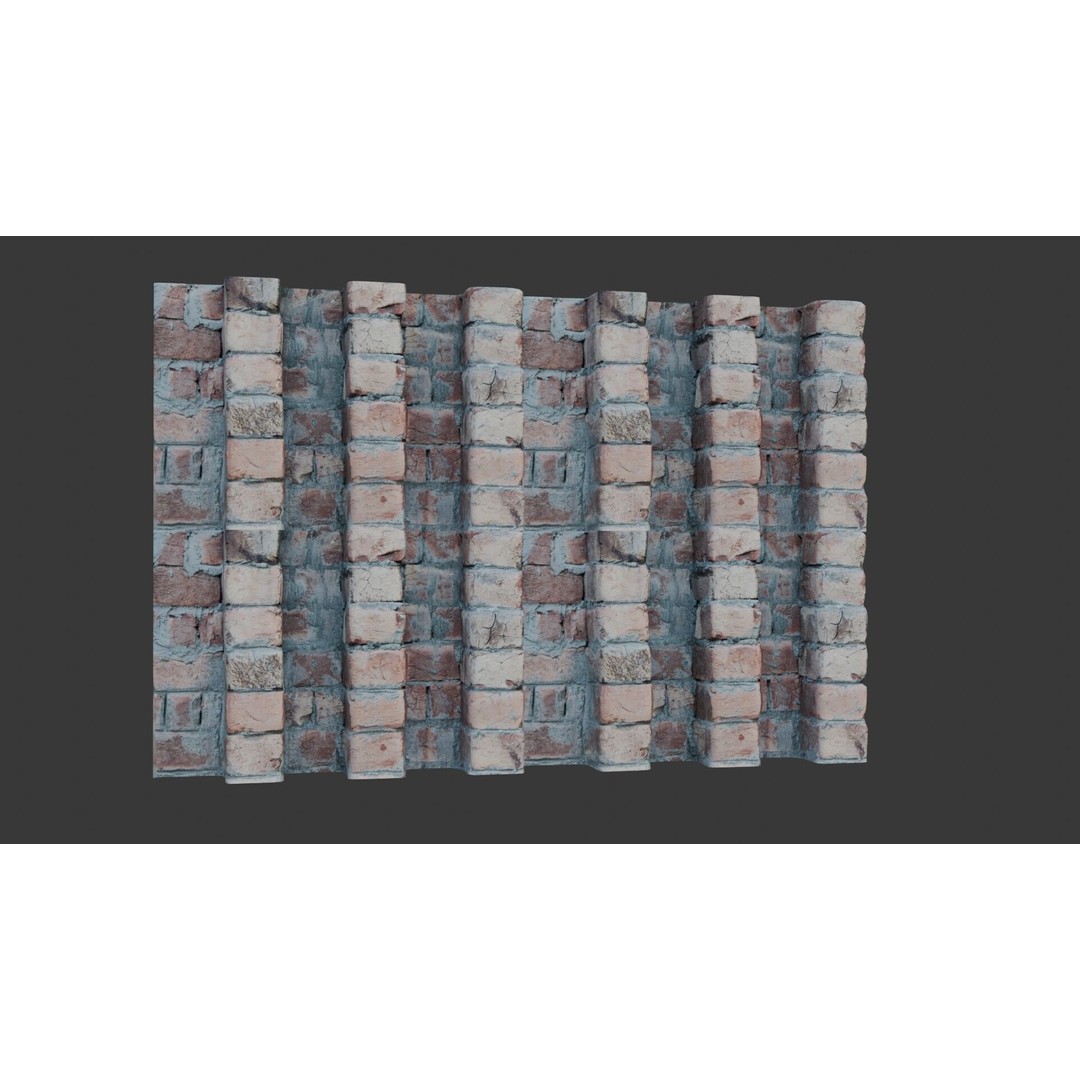 Brick Wall Column 3D Model – Low Poly Scanned Asset, PBR Textures - View 3
