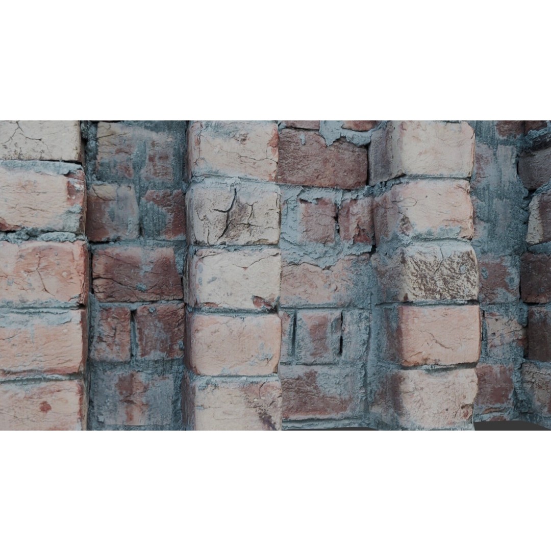 Brick Wall Column 3D Model – Low Poly Scanned Asset, PBR Textures - View 5