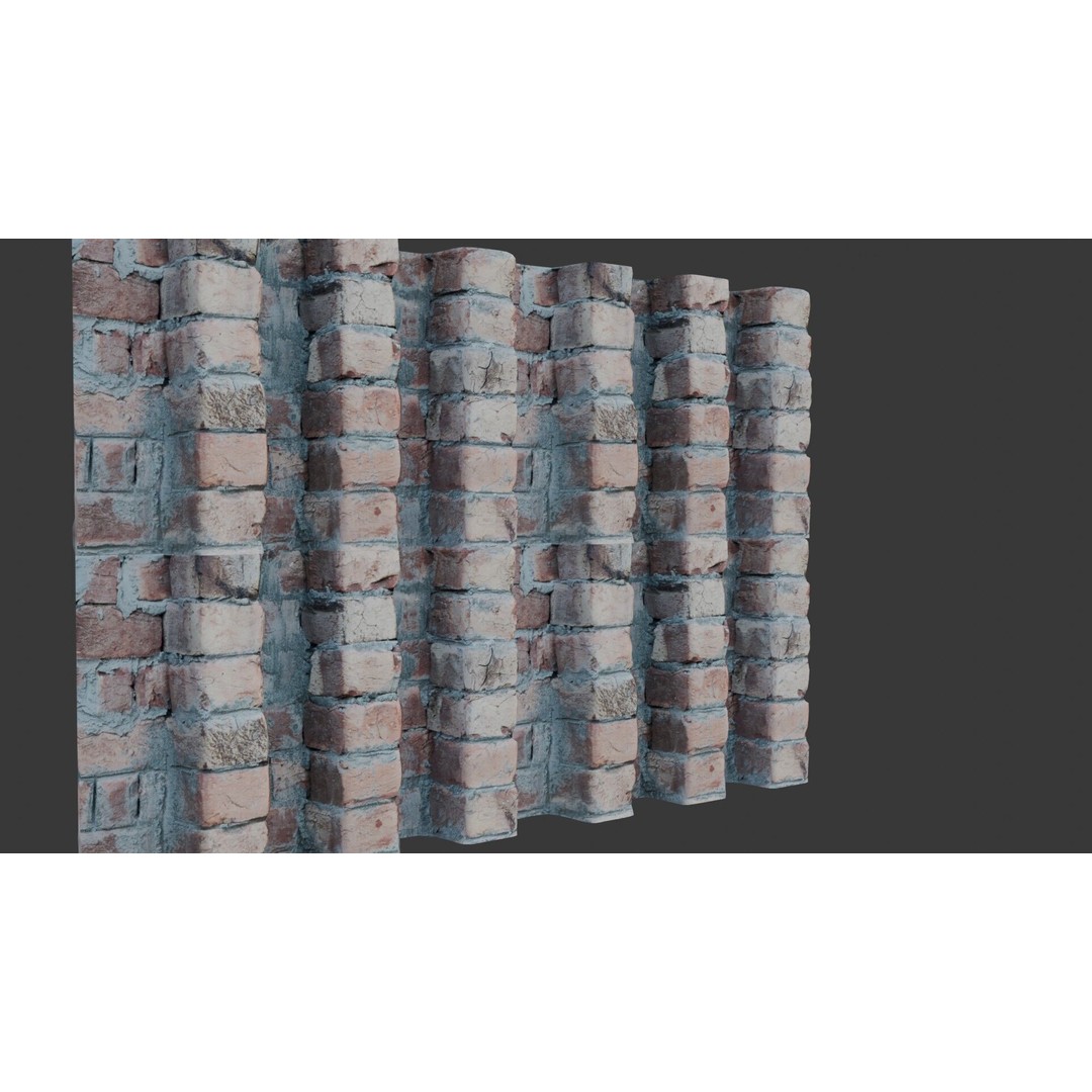 Brick Wall Column 3D Model – Low Poly Scanned Asset, PBR Textures - View 6