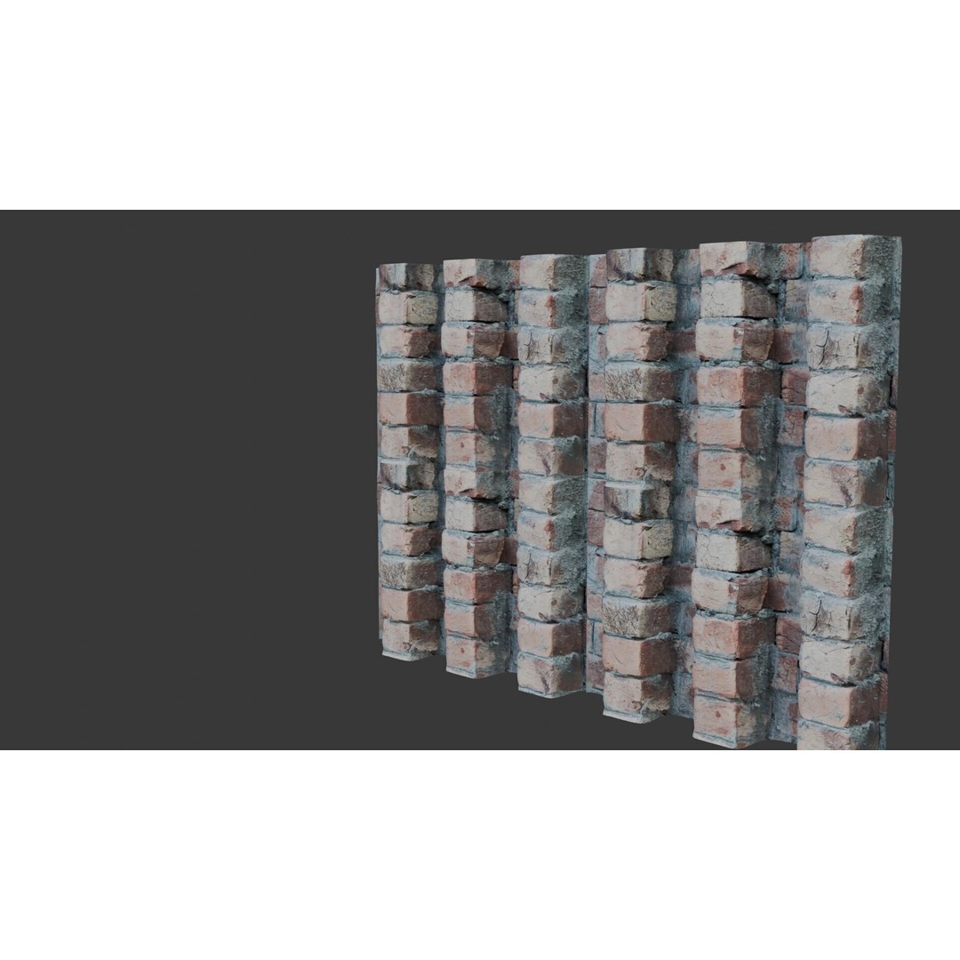 Brick Wall Column 3D Model – Low Poly Scanned Asset, PBR Textures - View 7