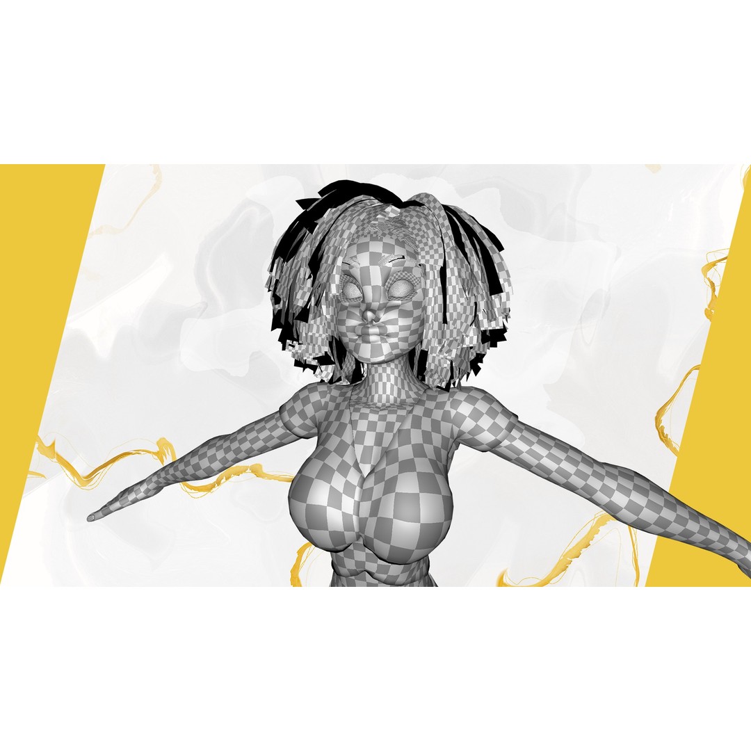 Modern Girl 3D Model – Low Poly Cartoon Character, Rigged for Animation