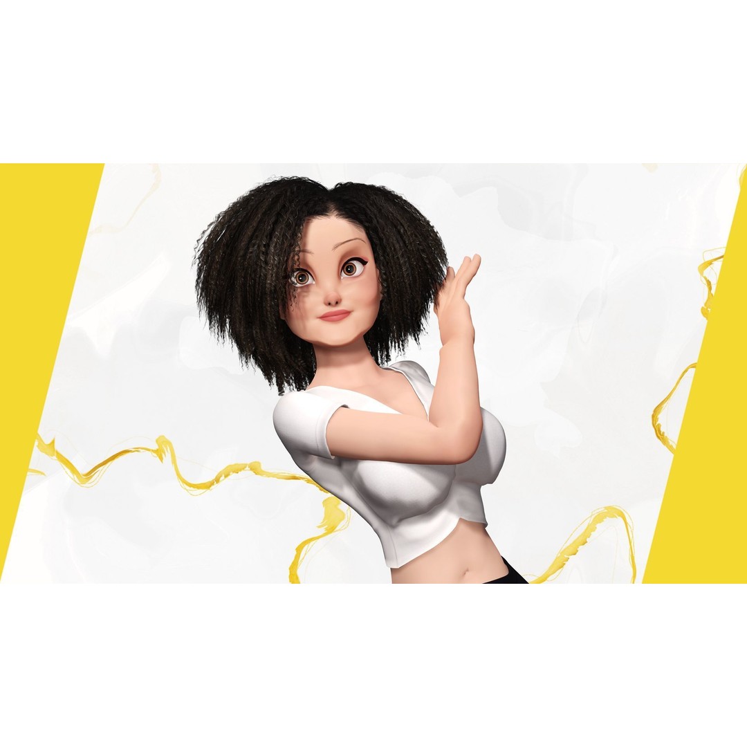 Modern Girl 3D Model – Low Poly Cartoon Character, Rigged for Animation - View 13