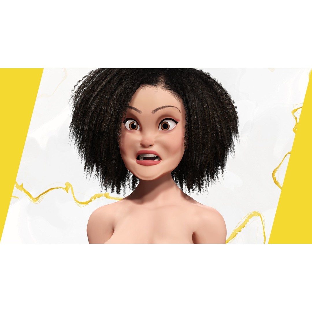 Modern Girl 3D Model – Low Poly Cartoon Character, Rigged for Animation - View 15