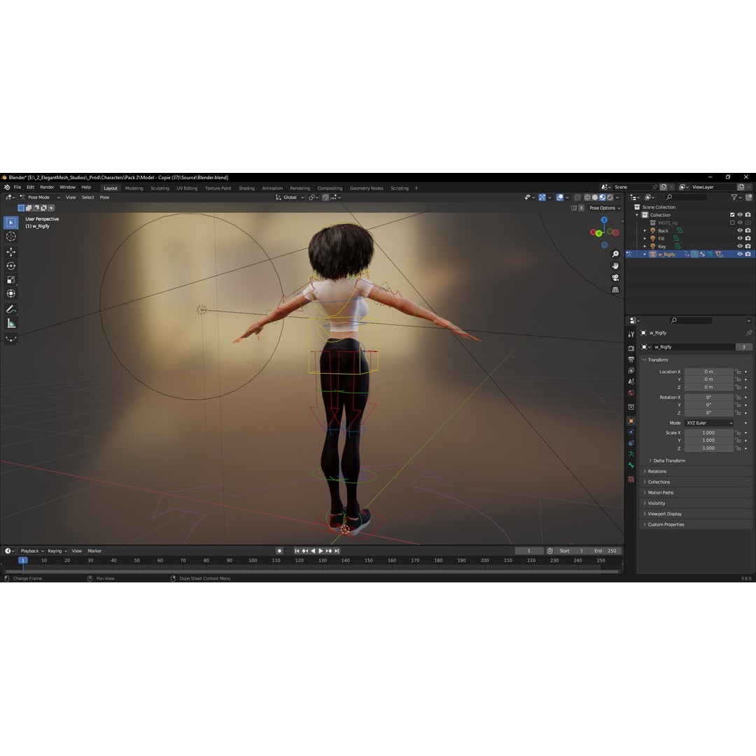 Modern Girl 3D Model – Low Poly Cartoon Character, Rigged for Animation - View 19