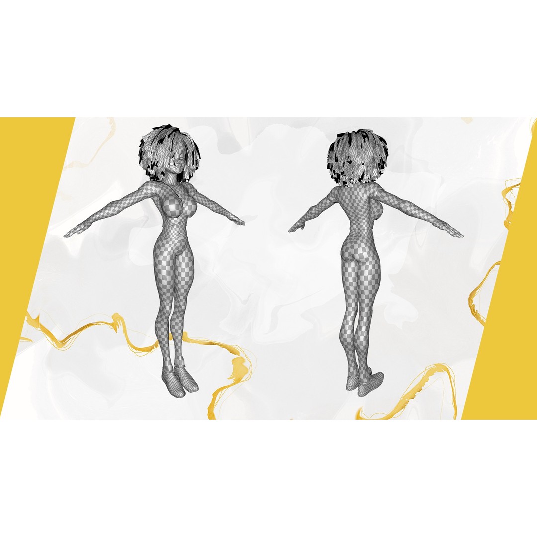 Modern Girl 3D Model – Low Poly Cartoon Character, Rigged for Animation - View 27