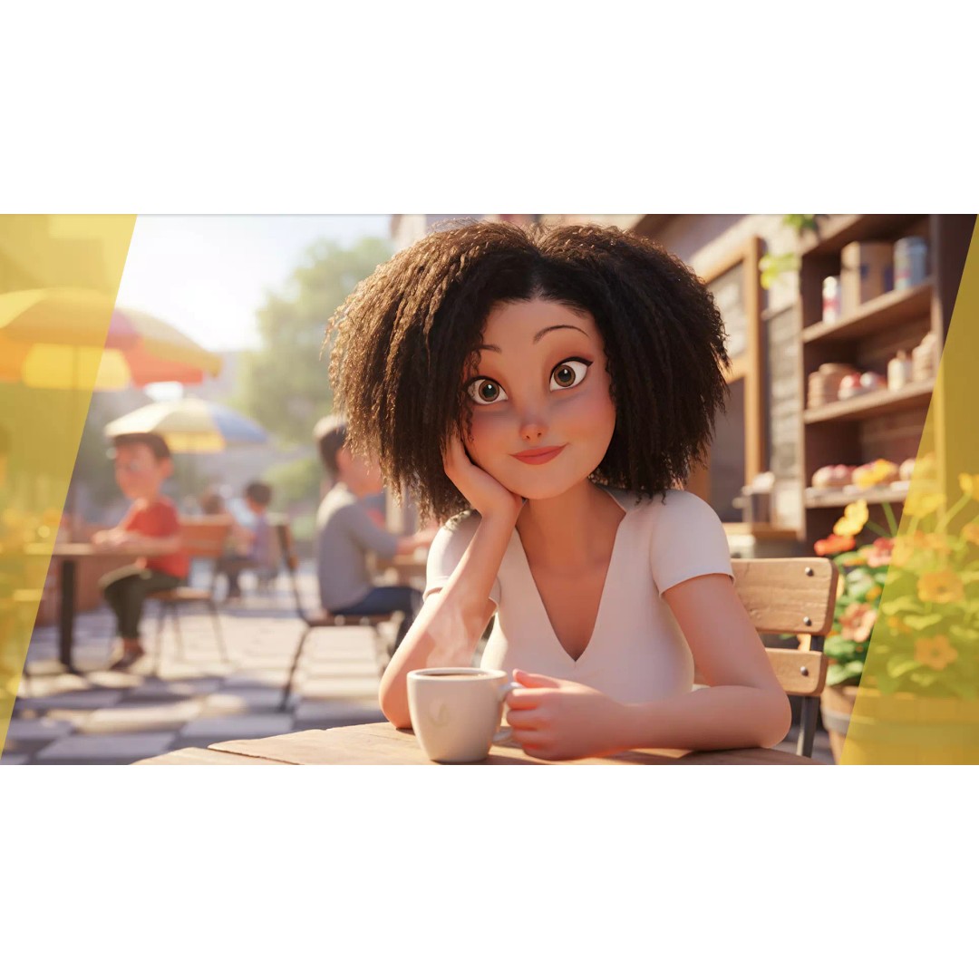Modern Girl 3D Model – Low Poly Cartoon Character, Rigged for Animation - View 3