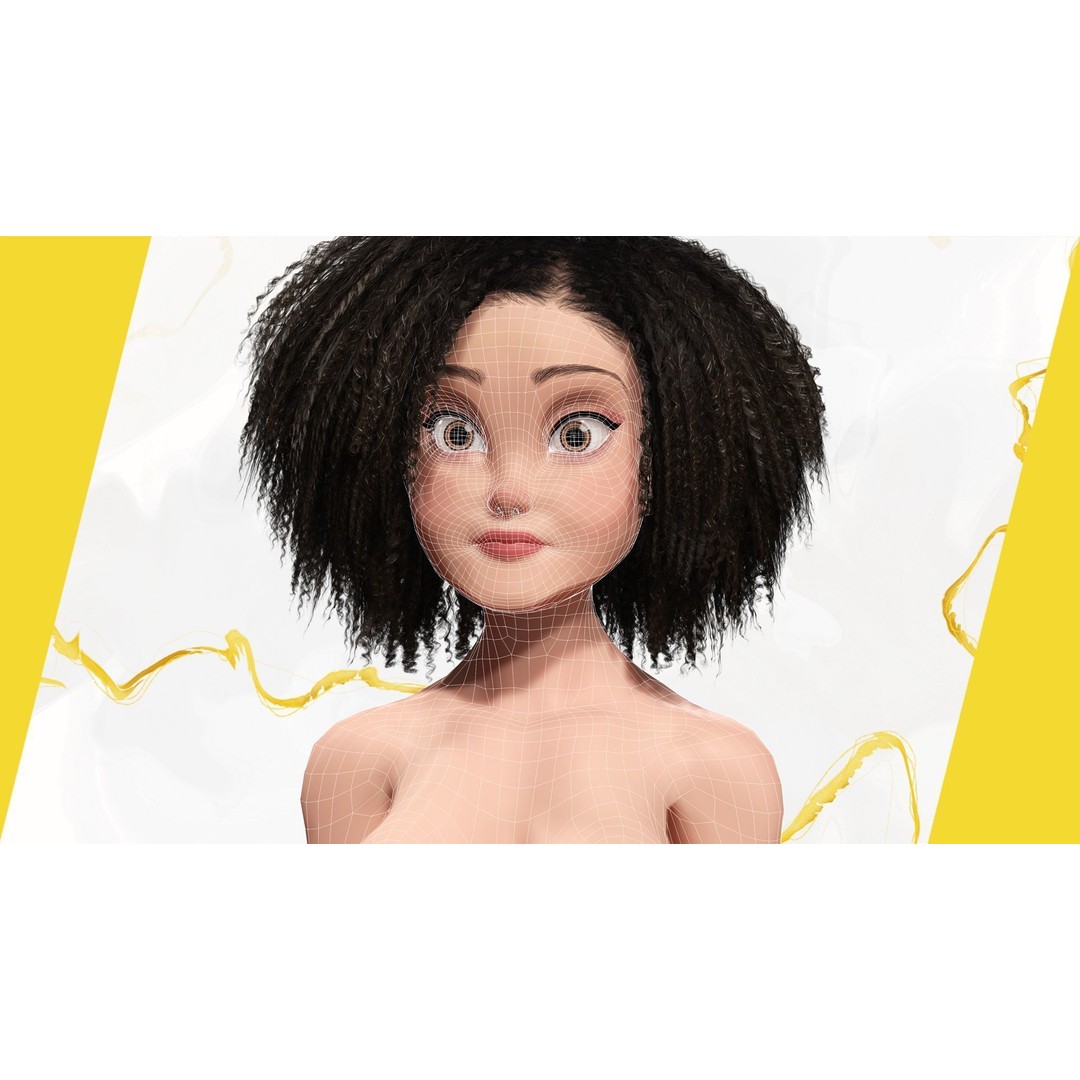 Modern Girl 3D Model – Low Poly Cartoon Character, Rigged for Animation - View 5