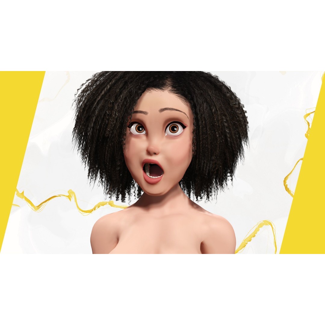 Modern Girl 3D Model – Low Poly Cartoon Character, Rigged for Animation - View 7