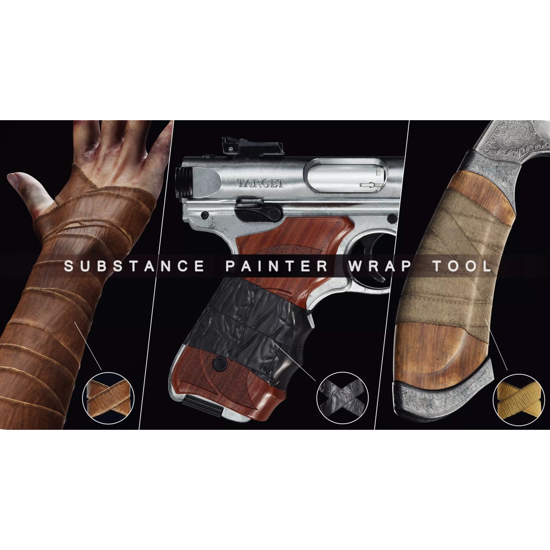 Substance Painter Wrap Tools 3D Model – Leather, Bandage, Plastic Tape Textures - View 2