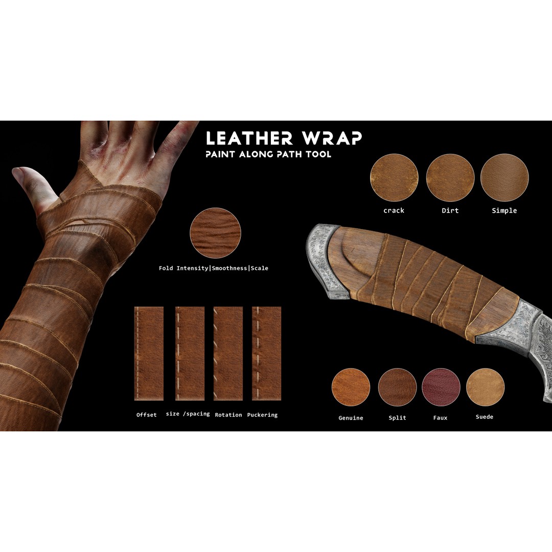 Substance Painter Wrap Tools 3D Model – Leather, Bandage, Plastic Tape Textures - View 5