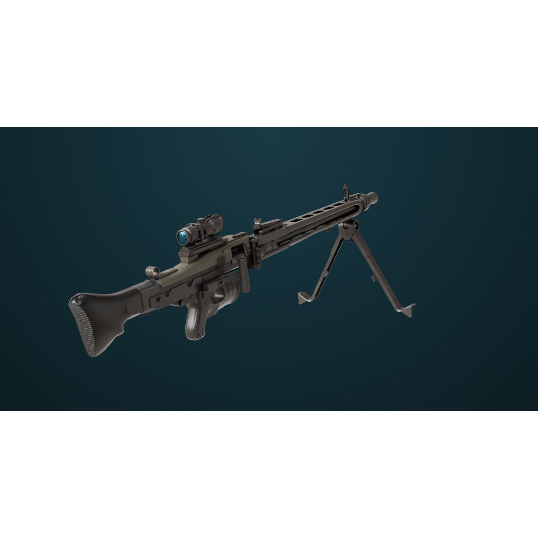 Machine Gun 08 3D Model – Low Poly PBR Game Asset, FBX, Unity, UE - View 10