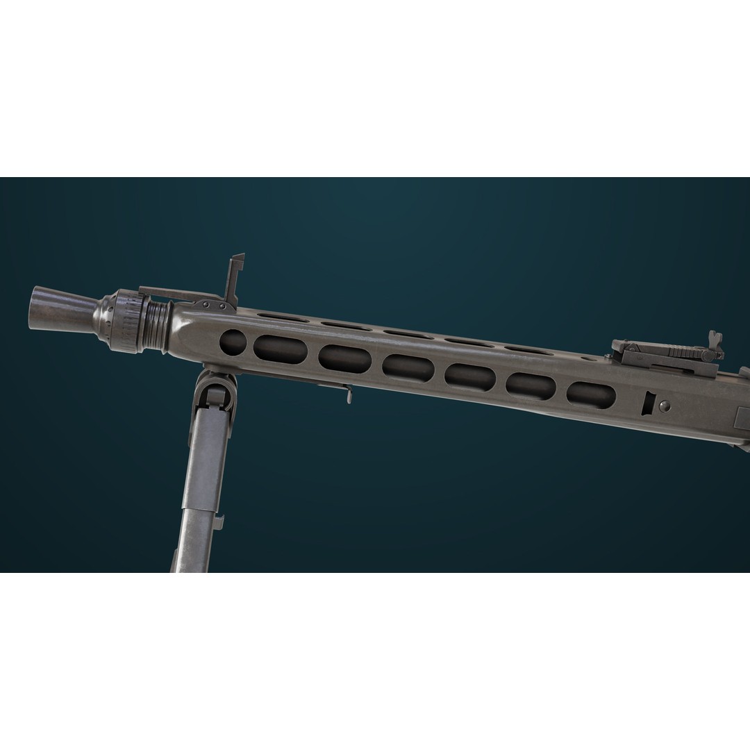 Machine Gun 08 3D Model – Low Poly PBR Game Asset, FBX, Unity, UE - View 13