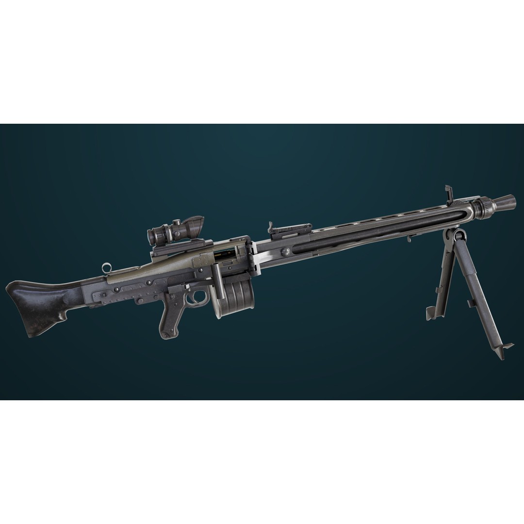 Machine Gun 08 3D Model – Low Poly PBR Game Asset, FBX, Unity, UE - View 14