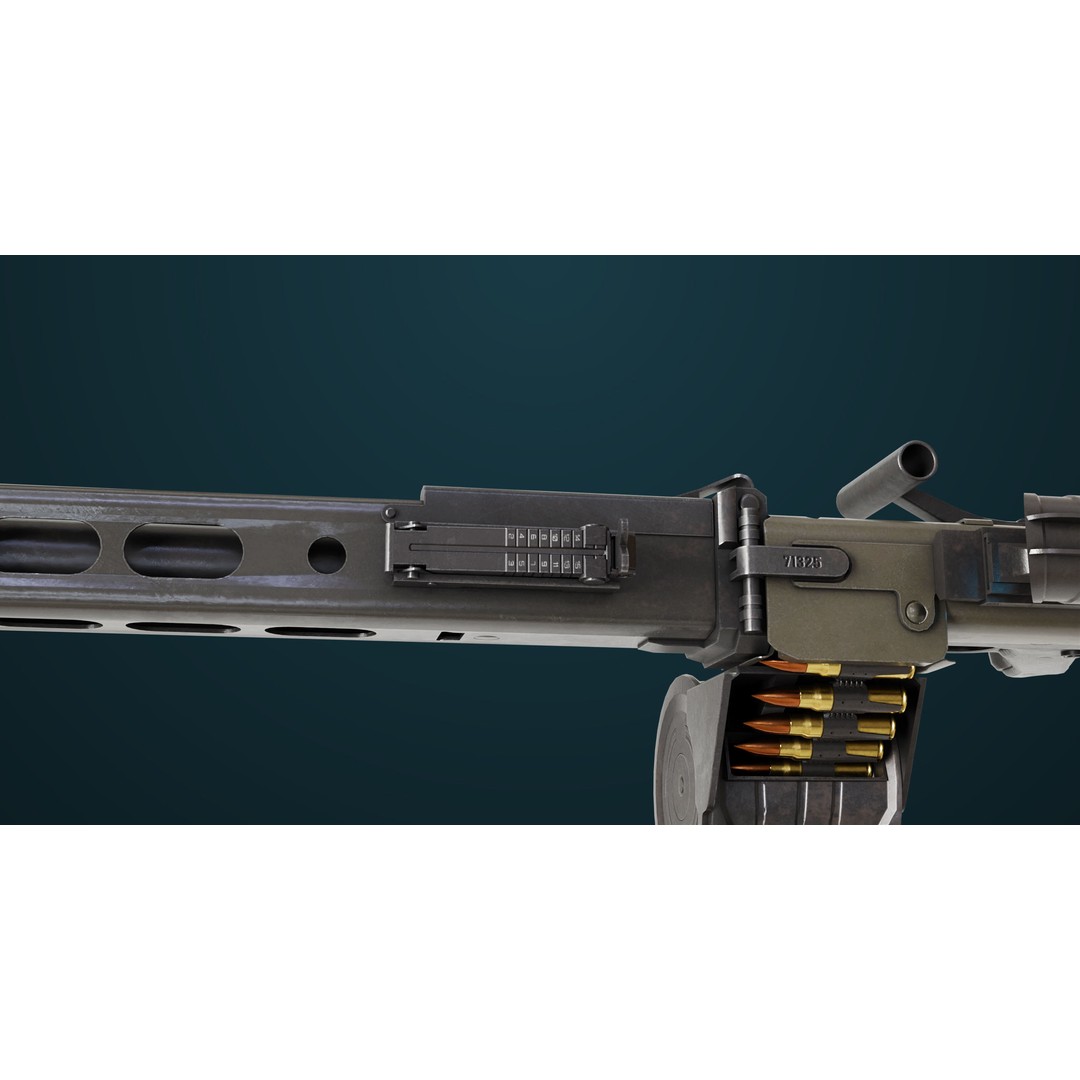 Machine Gun 08 3D Model – Low Poly PBR Game Asset, FBX, Unity, UE - View 16