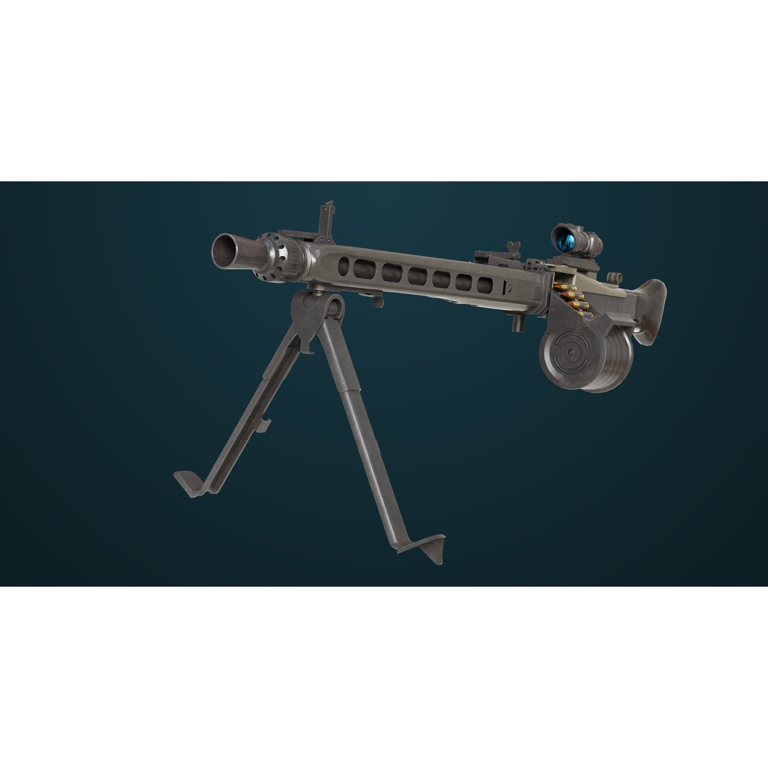 Machine Gun 08 3D Model – Low Poly PBR Game Asset, FBX, Unity, UE - View 18
