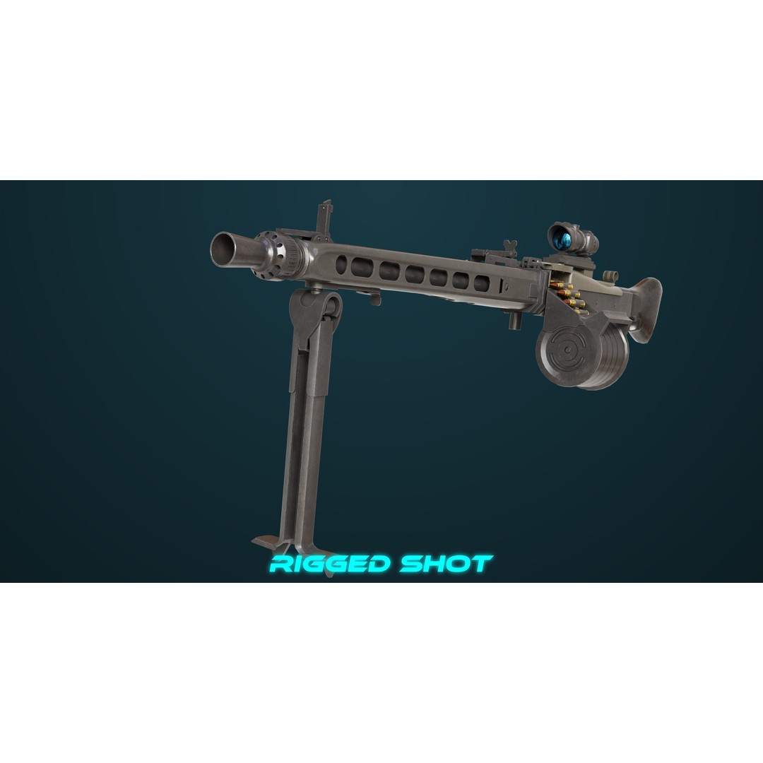 Machine Gun 08 3D Model – Low Poly PBR Game Asset, FBX, Unity, UE - View 19