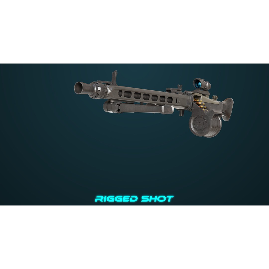 Machine Gun 08 3D Model – Low Poly PBR Game Asset, FBX, Unity, UE - View 20
