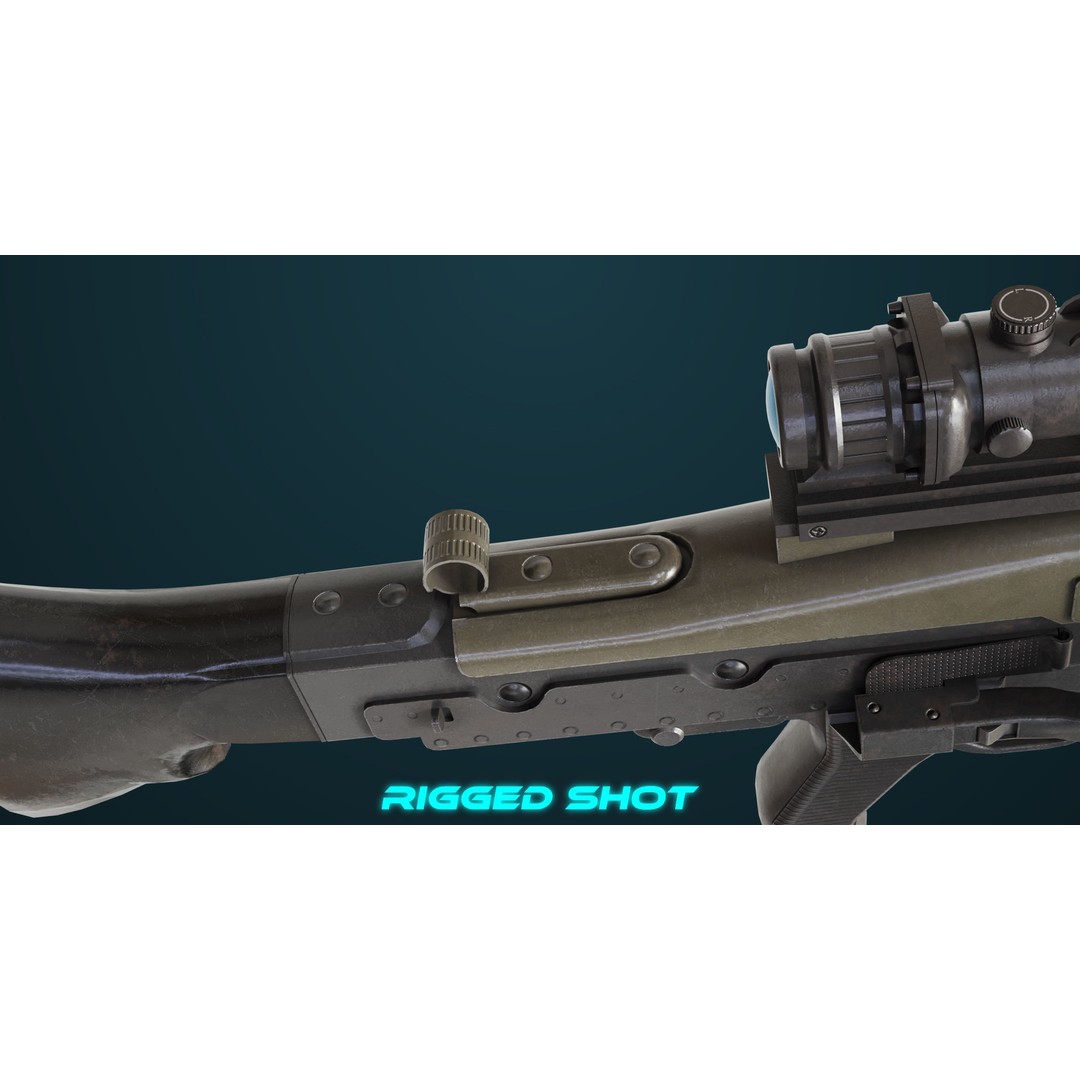 Machine Gun 08 3D Model – Low Poly PBR Game Asset, FBX, Unity, UE - View 21