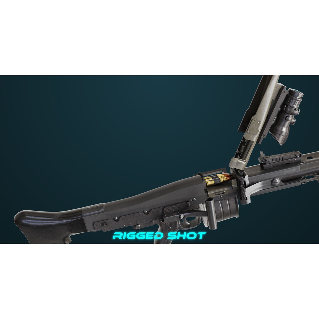 Machine Gun 08 3D Model – Low Poly PBR Game Asset, FBX, Unity, UE - View 24