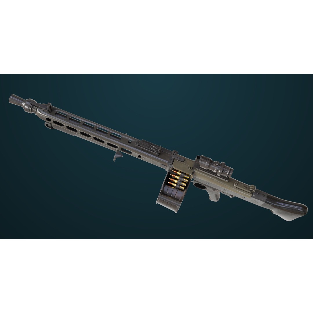 Machine Gun 08 3D Model – Low Poly PBR Game Asset, FBX, Unity, UE - View 25