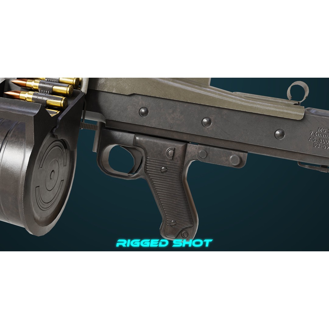 Machine Gun 08 3D Model – Low Poly PBR Game Asset, FBX, Unity, UE - View 27