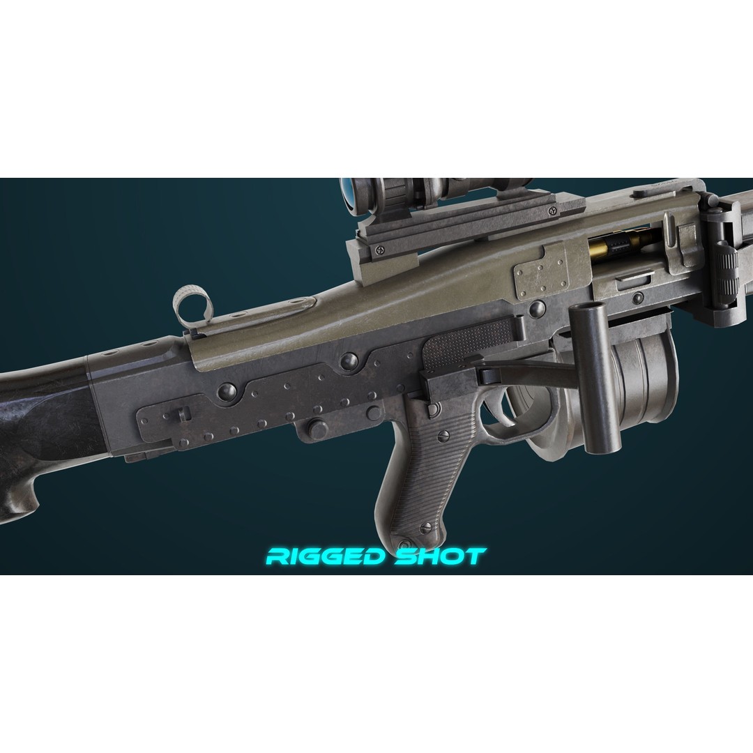 Machine Gun 08 3D Model – Low Poly PBR Game Asset, FBX, Unity, UE - View 29