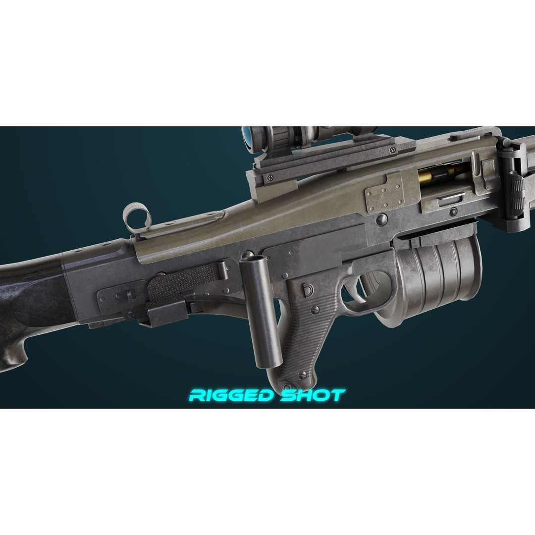 Machine Gun 08 3D Model – Low Poly PBR Game Asset, FBX, Unity, UE - View 30