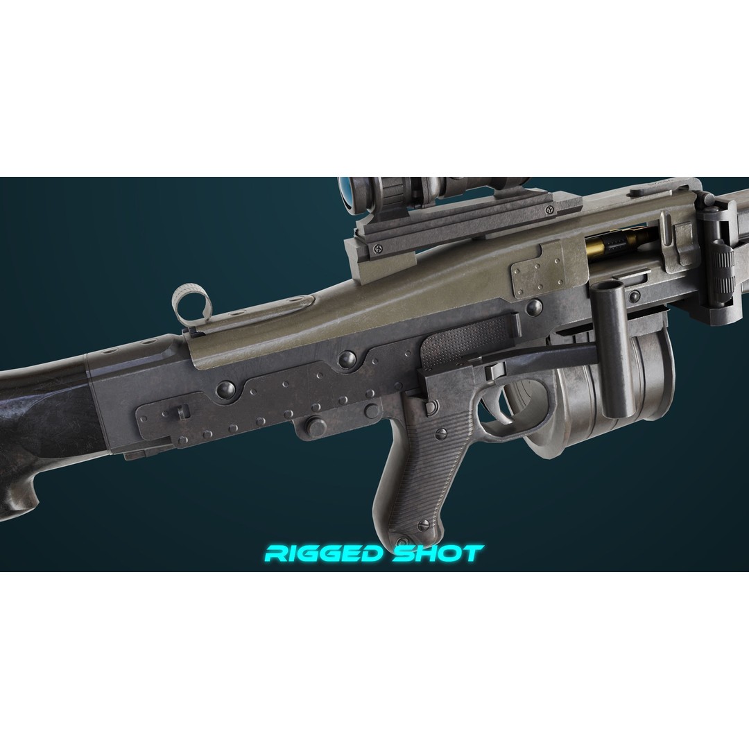 Machine Gun 08 3D Model – Low Poly PBR Game Asset, FBX, Unity, UE - View 31