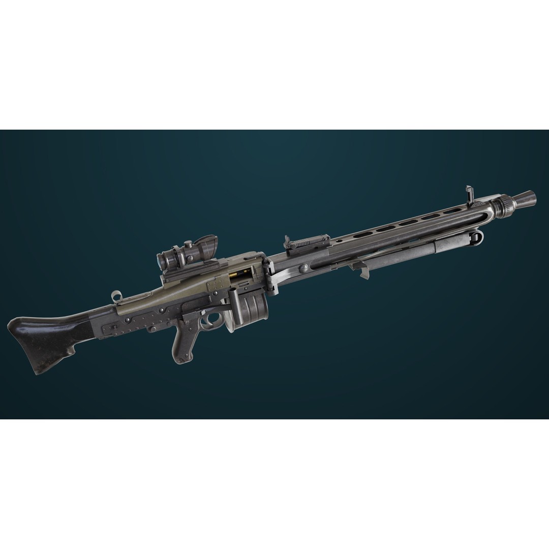 Machine Gun 08 3D Model – Low Poly PBR Game Asset, FBX, Unity, UE - View 32