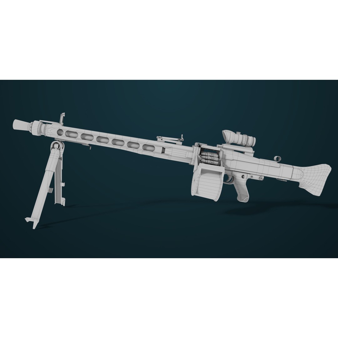 Machine Gun 08 3D Model – Low Poly PBR Game Asset, FBX, Unity, UE - View 33