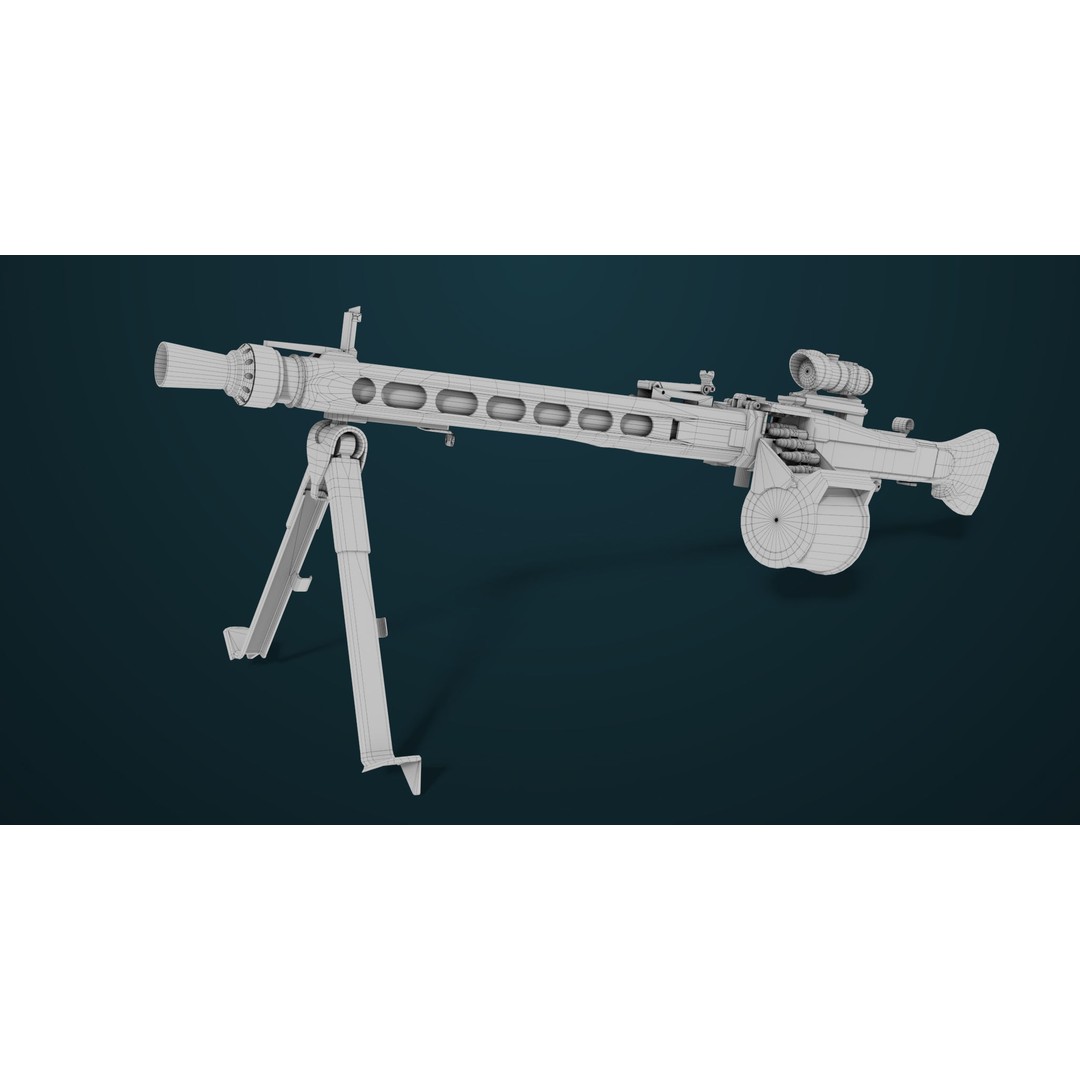 Machine Gun 08 3D Model – Low Poly PBR Game Asset, FBX, Unity, UE - View 34