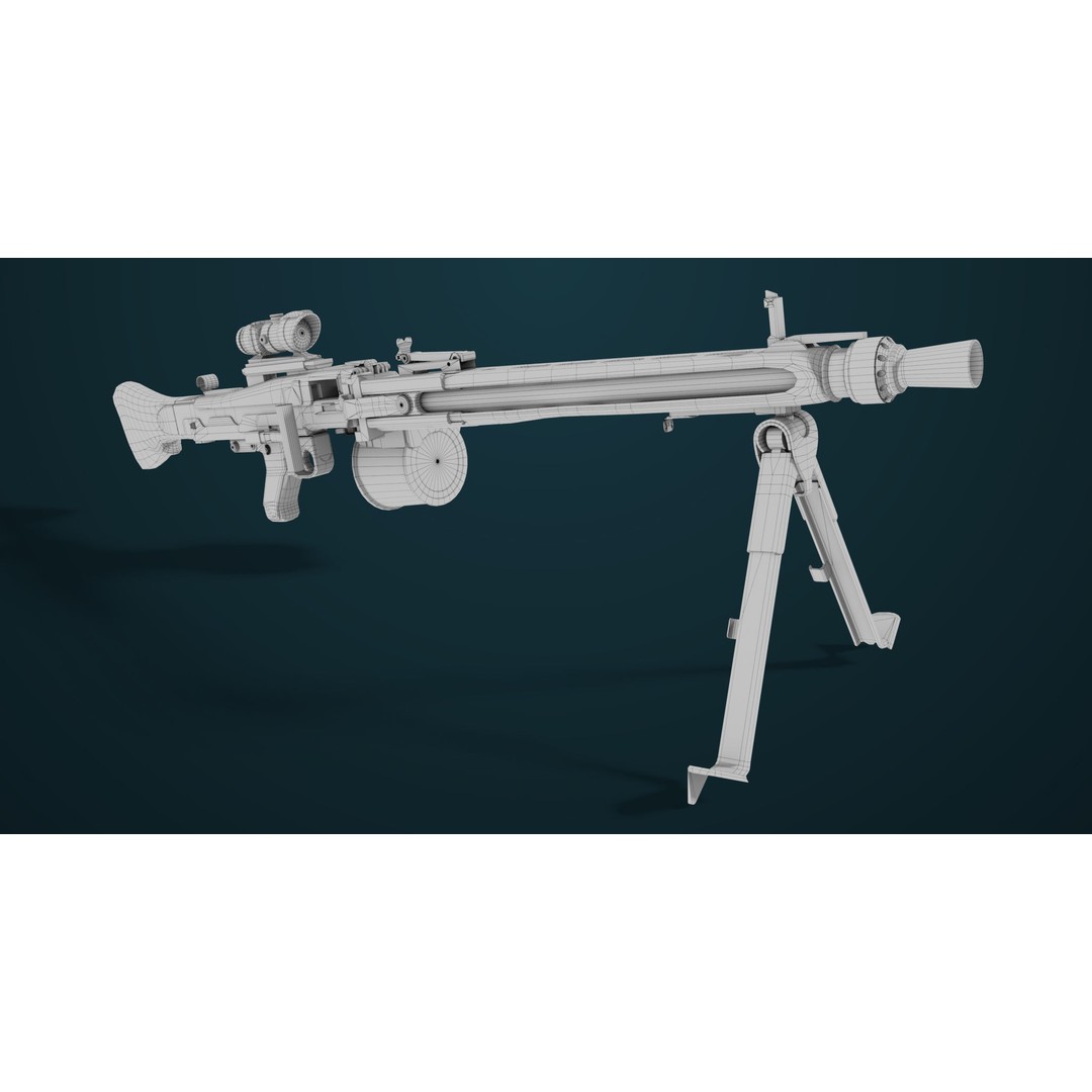 Machine Gun 08 3D Model – Low Poly PBR Game Asset, FBX, Unity, UE - View 36