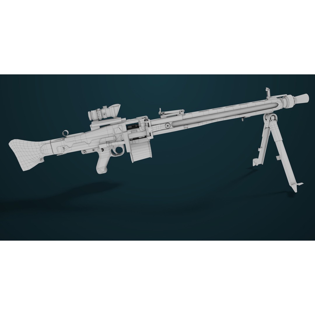 Machine Gun 08 3D Model – Low Poly PBR Game Asset, FBX, Unity, UE - View 37