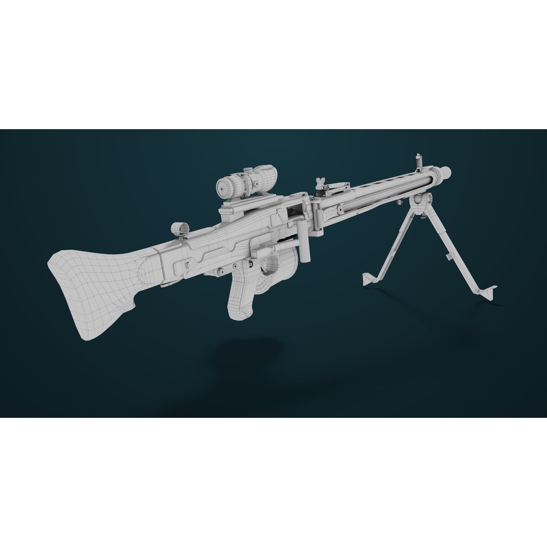 Machine Gun 08 3D Model – Low Poly PBR Game Asset, FBX, Unity, UE - View 38